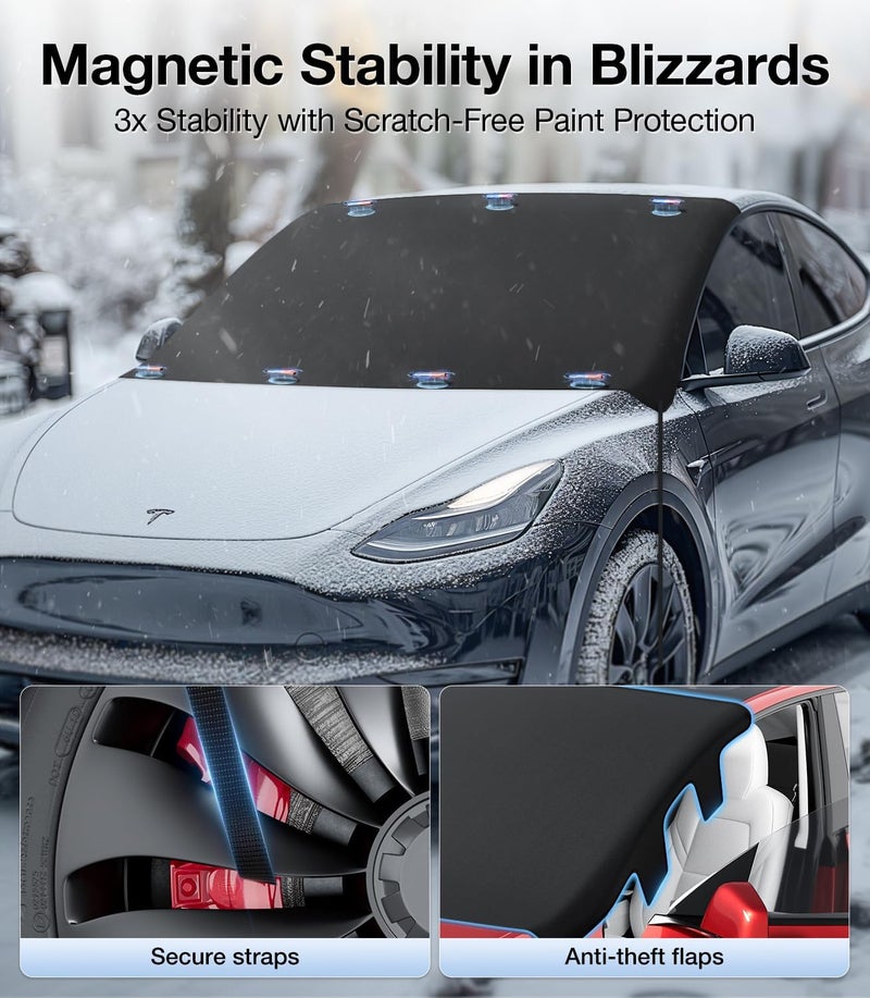 Wigoo 2025 Upgrade All-Season Car Windshield Cover - 600D Heavy-Duty Magnetic Cover for Snow/Sun/Dust/Rain, Fits Sedans & Small to Mid-Size SUVs, Year-Round Car Shield Outdoor Accessories - Image 3
